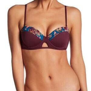 Tavik Corsica Bikini Top Merlot Terrace Floral Medium New